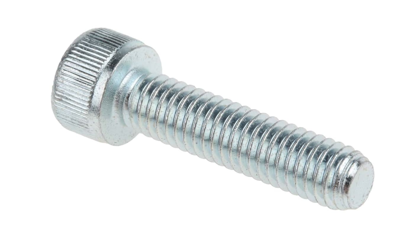 RS PRO Bright Zinc Plated Steel Hex Socket Cap Screw, DIN 912, M6 x 25mm