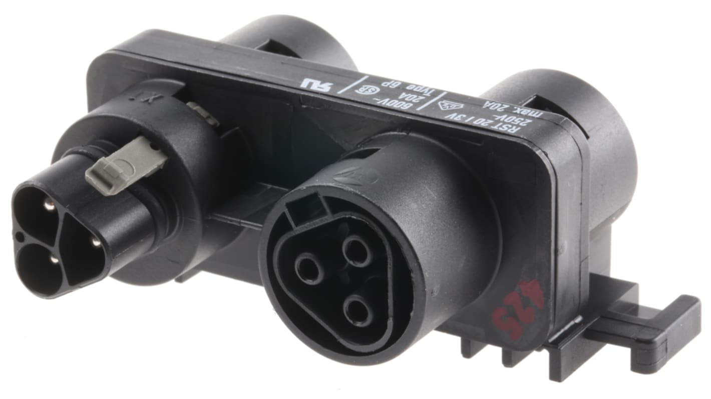 Wieland RST20i3 Series Distribution Block, 3-Pole, Male to Female, Panel Mount, 20A, IP68