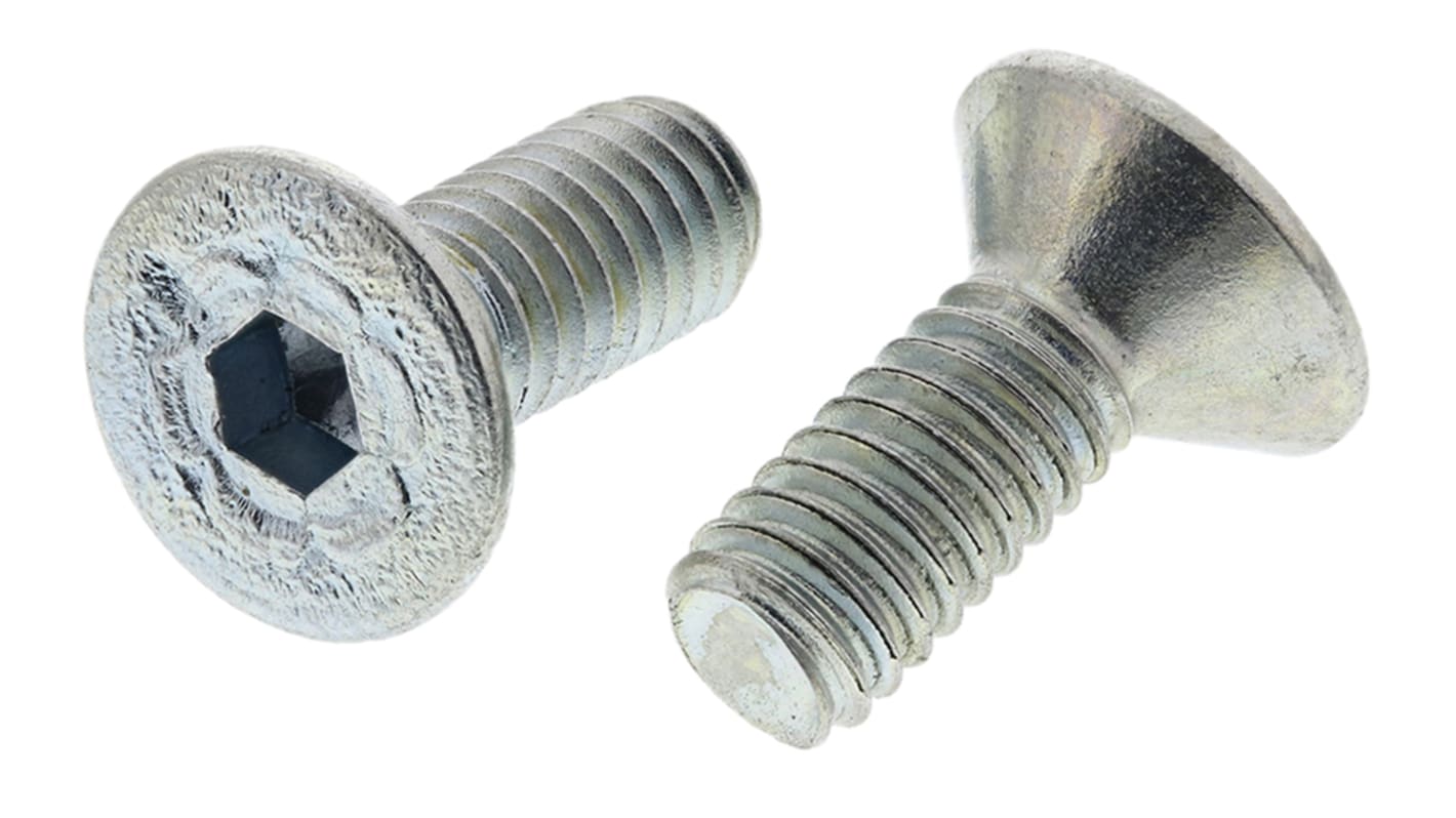 RS PRO M4 x 10mm Hex Socket Countersunk Screw Bright Zinc Plated Steel