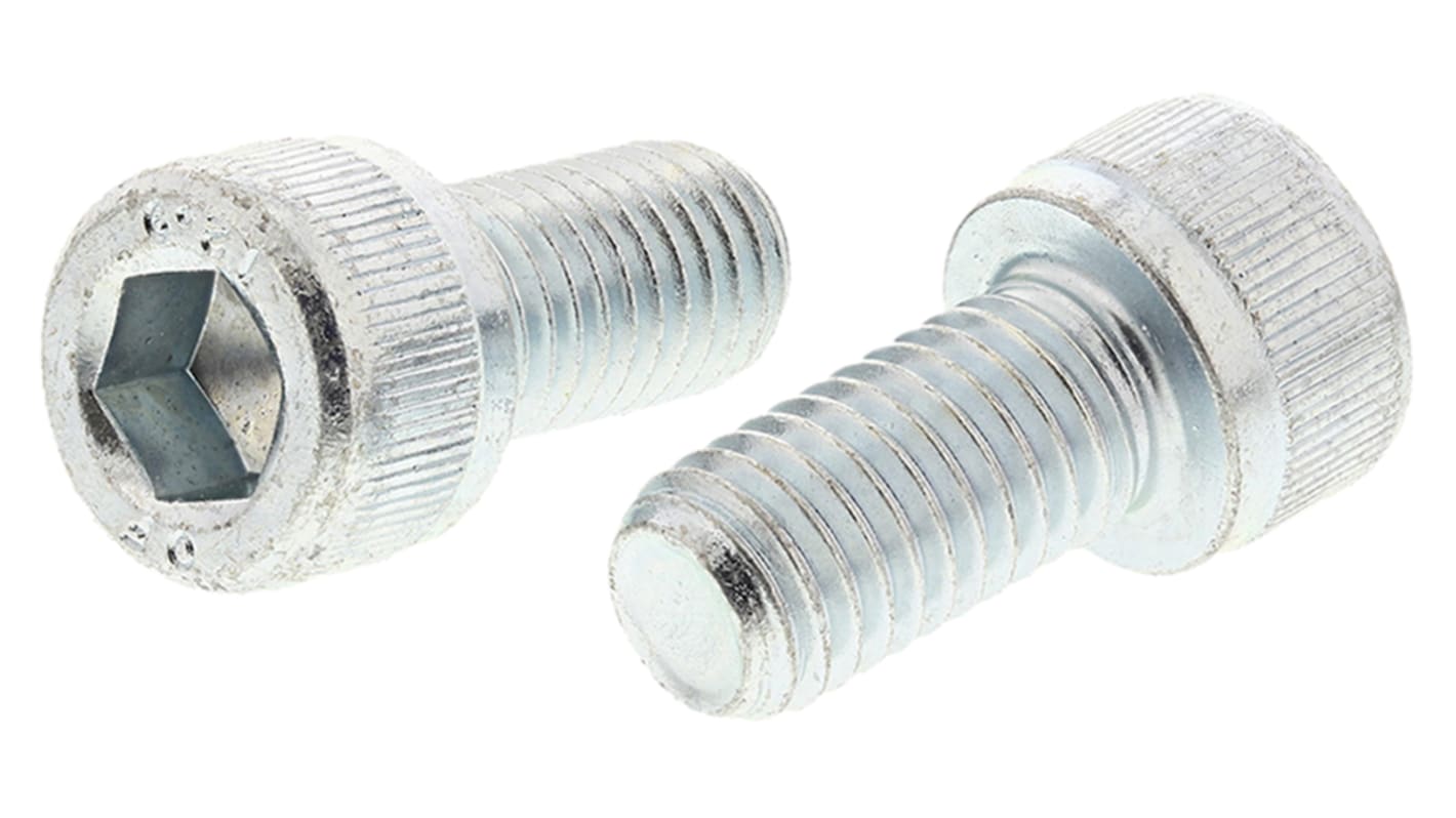 RS PRO Bright Zinc Plated Steel Hex Socket Cap Screw, DIN 912, M10 x 20mm