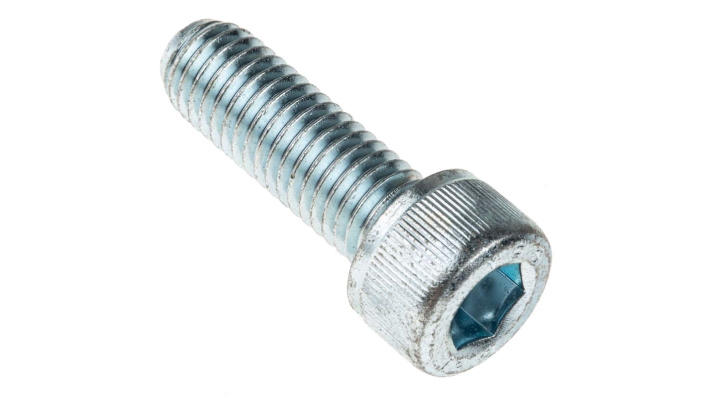 RS PRO M10内六角螺丝, 公制, 25mm长, 钢制, 亮镀锌表面, DIN 912标准