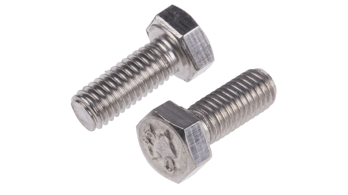 RS PRO Plain Stainless Steel, Hex Bolt, M5 x 12.0mm