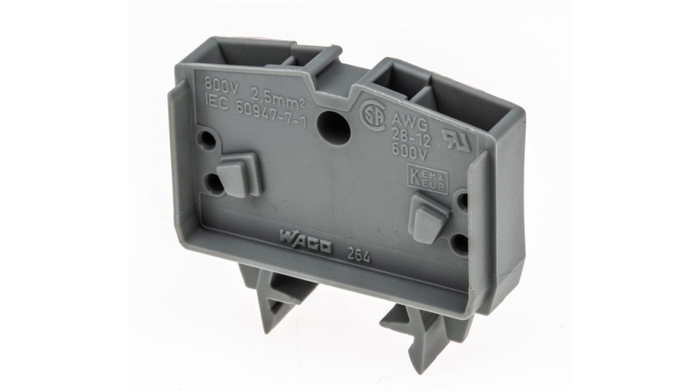 WAGO 264-701 264 Series Grey, 2.5mm², Single-Level, Cage Clamp Termination