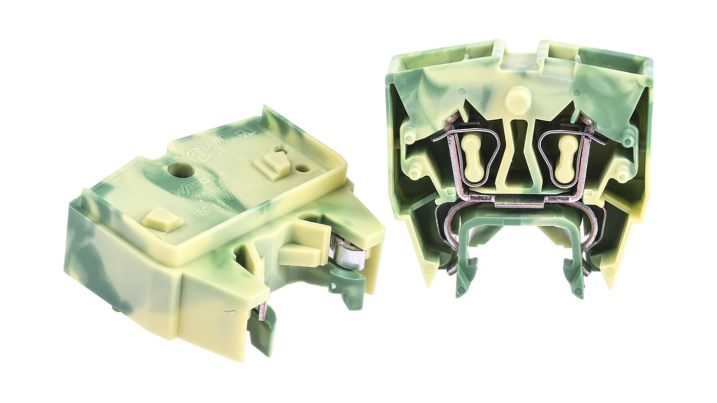 WAGO 264-727 264 Series Green/Yellow, 2.5mm², Single-Level, Cage Clamp Termination