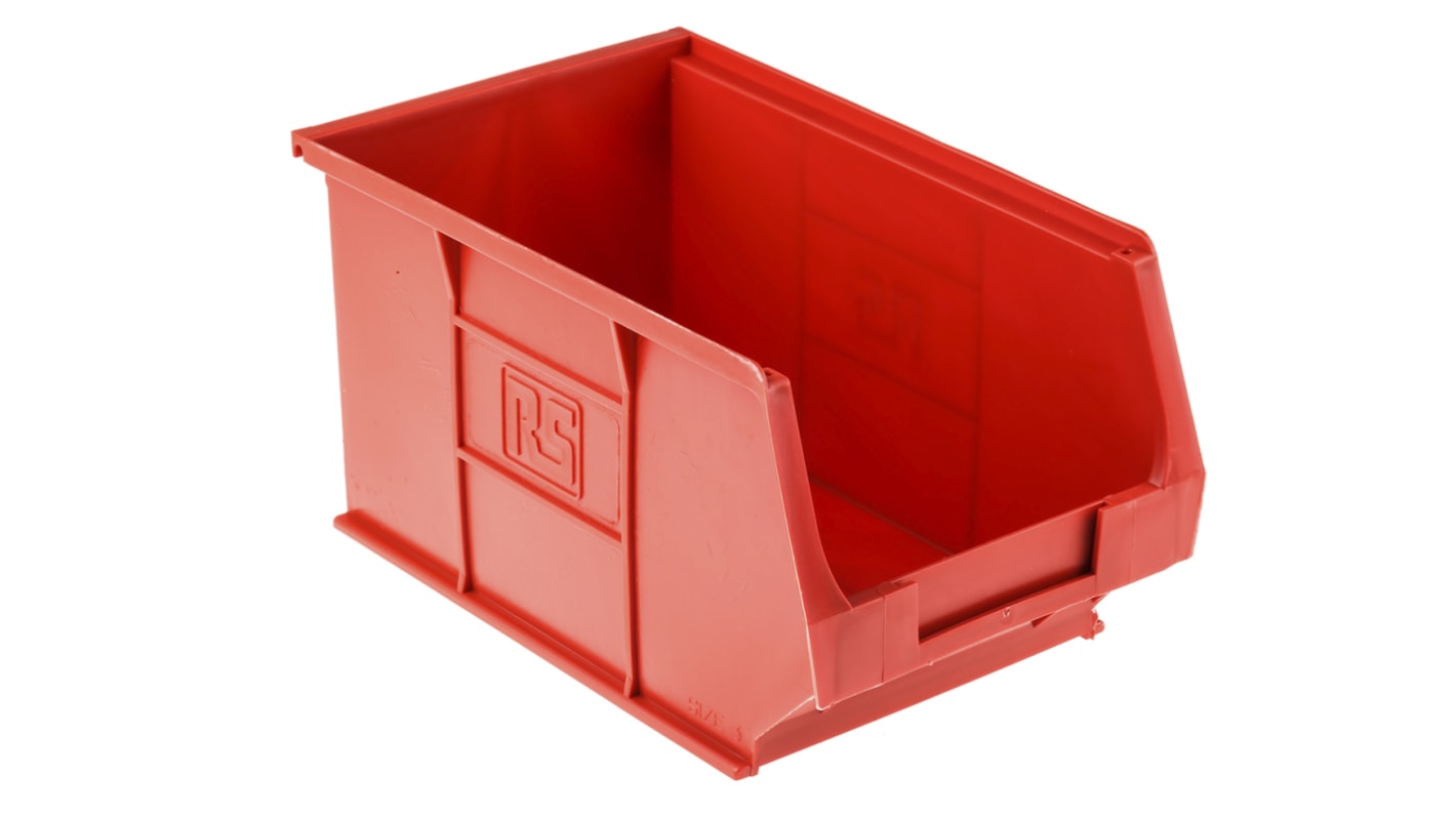RS PRO PP Storage Bin, 130mm x 150mm, Red