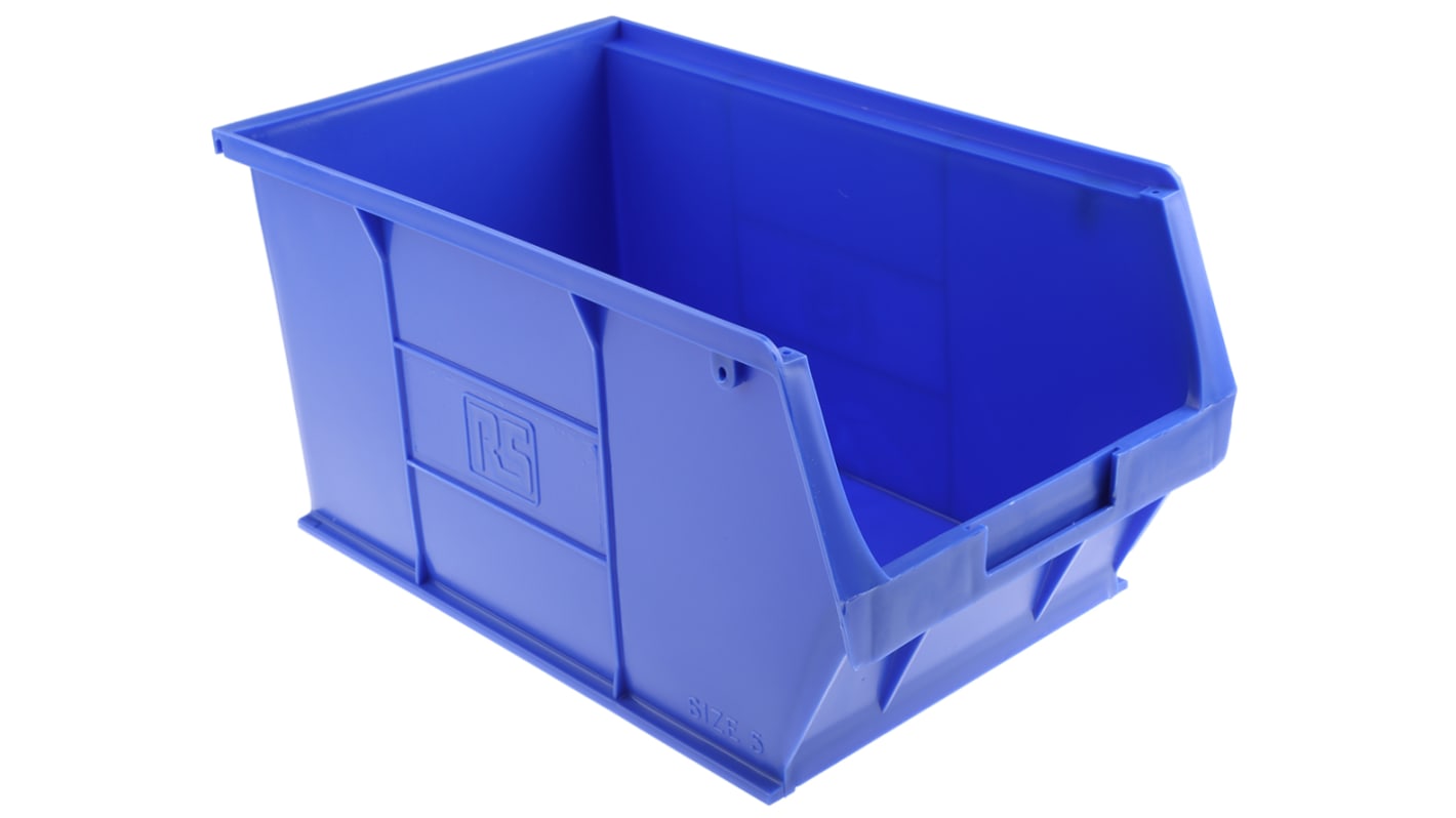 RS PRO PP Storage Bin 350mm x 205mm x 181mm Blue