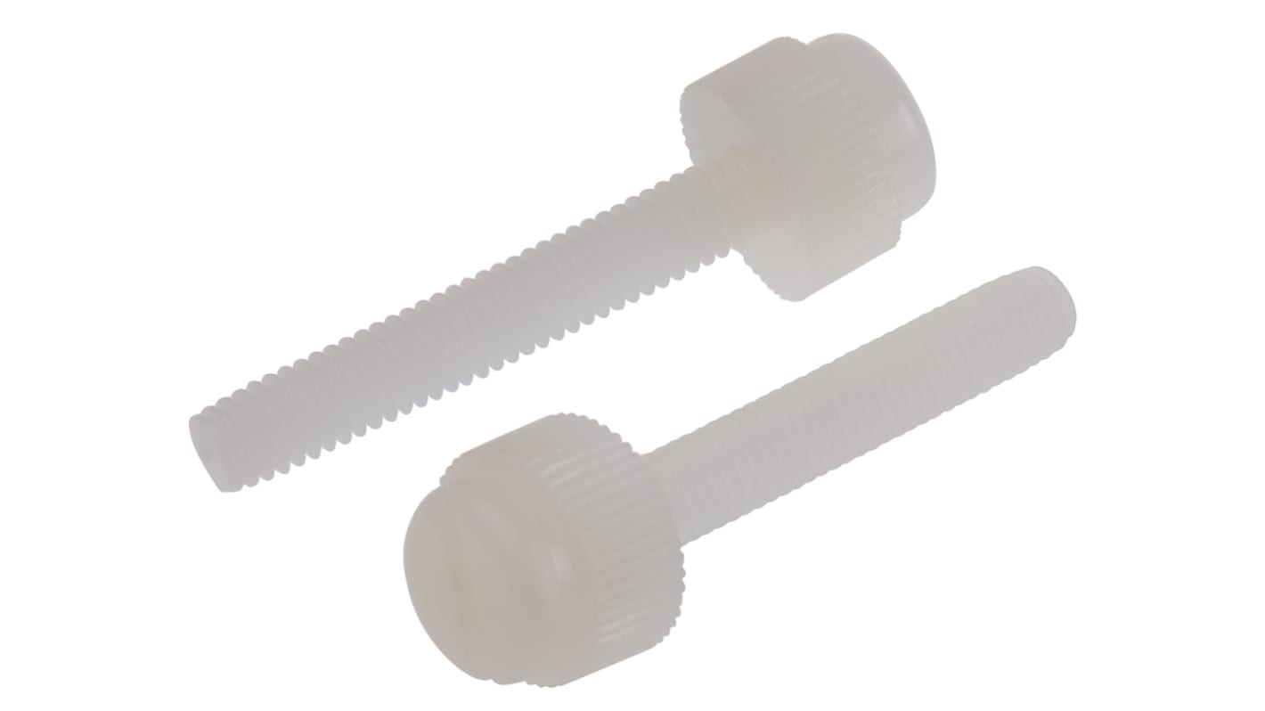 Śruba regulacyjna, M4, 25mm, kształt: Okrągły żłobkowany, Nylon, wykończenie: Zwykłe