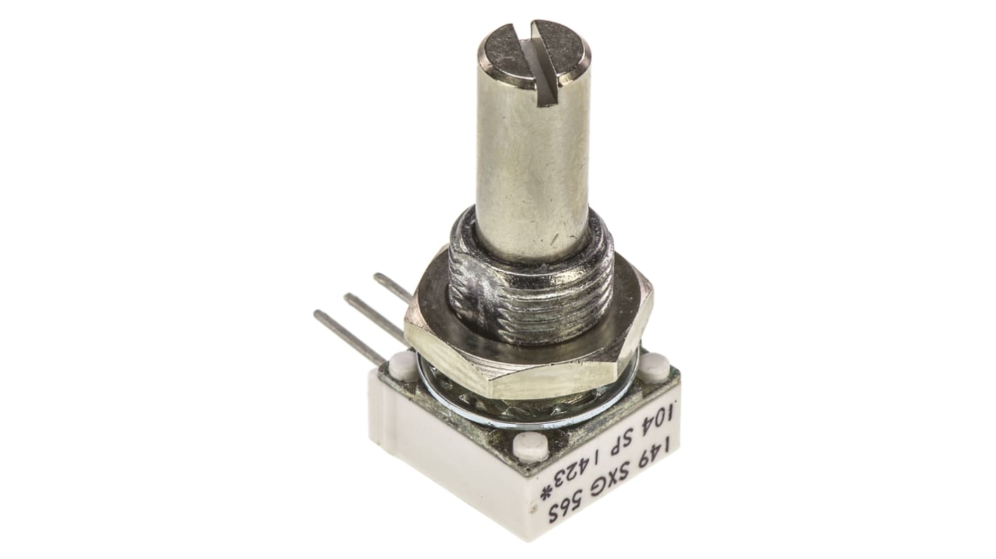 Vishay 100kΩ Rotary Potentiometer 1-Gang, Panel Mount (Through Hole), 14910F0GJSX10104KA