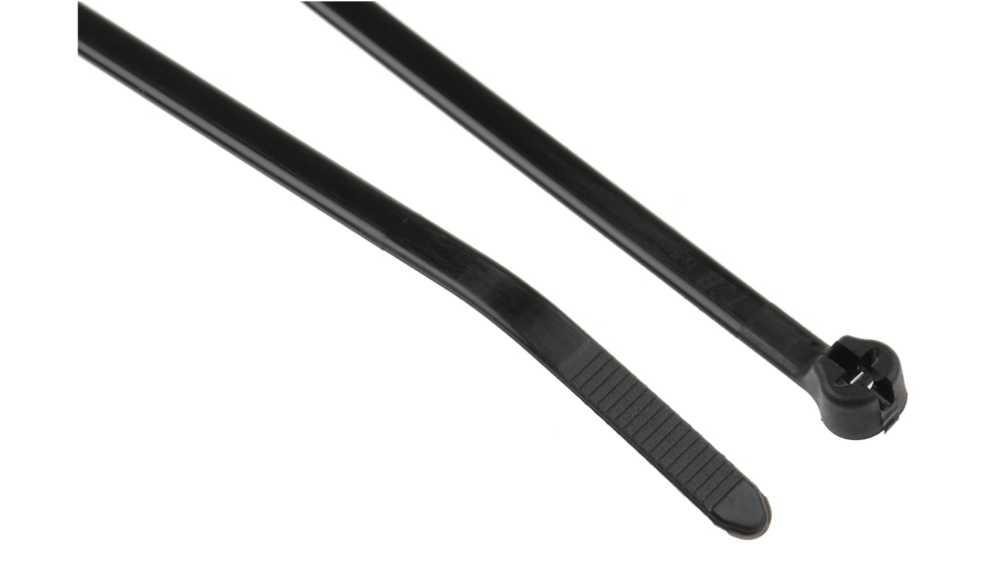 Thomas & Betts Cable Ties, Weather Resistant, 186mm x 4.8 mm, Black Nylon, Pk-1000