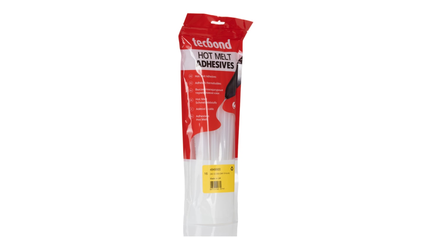 Power Adhesives 热熔胶, 透明, 中粘度, 12mm直径, 最高工作温度+75°C