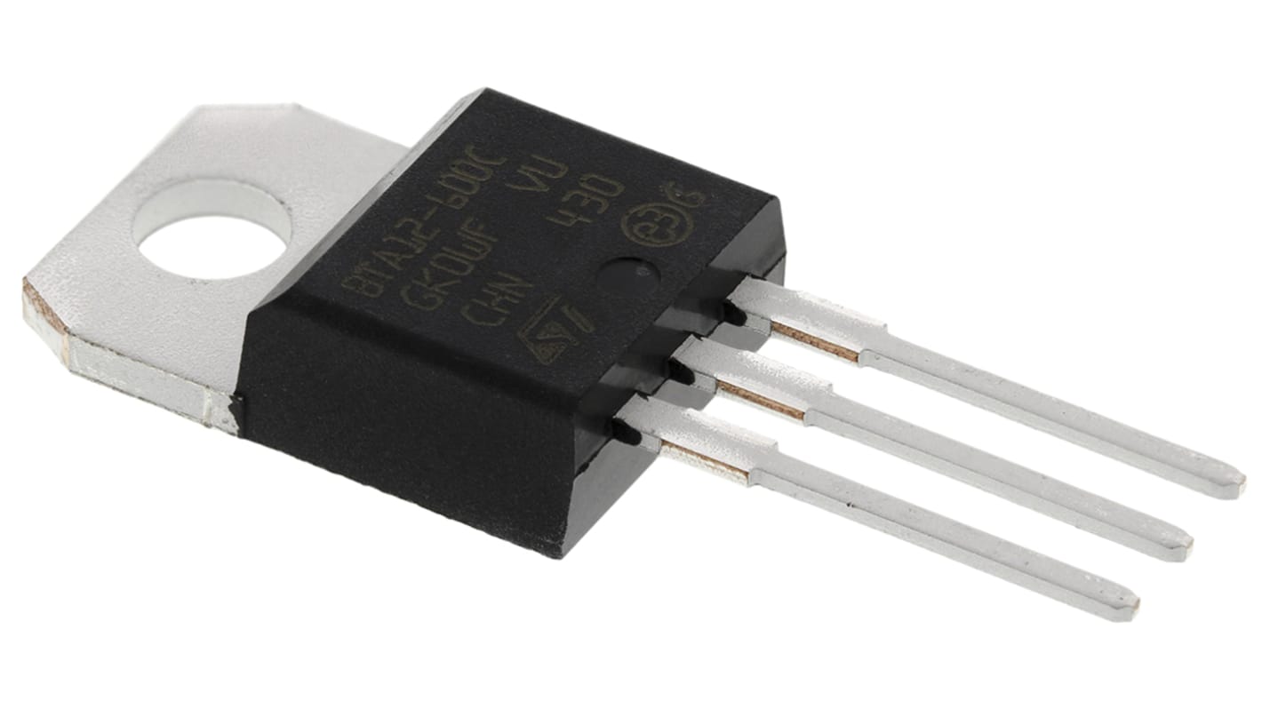 STMicroelectronics Through Hole, 3-pin, TRIAC, 600V, Gate Trigger 1.3V 600V