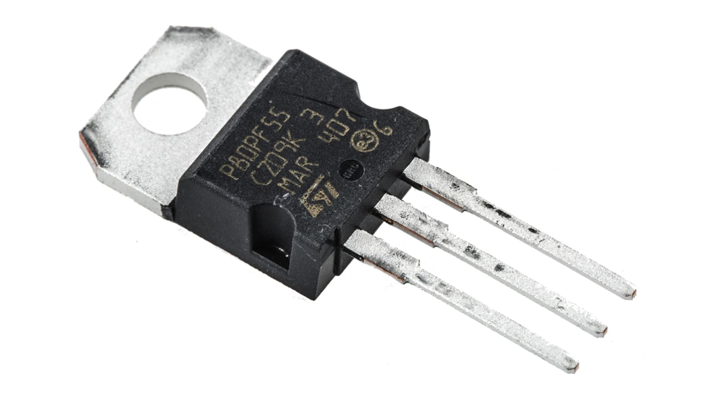 P-Channel MOSFET, 80 A, 55 V, 3-Pin TO-220 STMicroelectronics STP80PF55