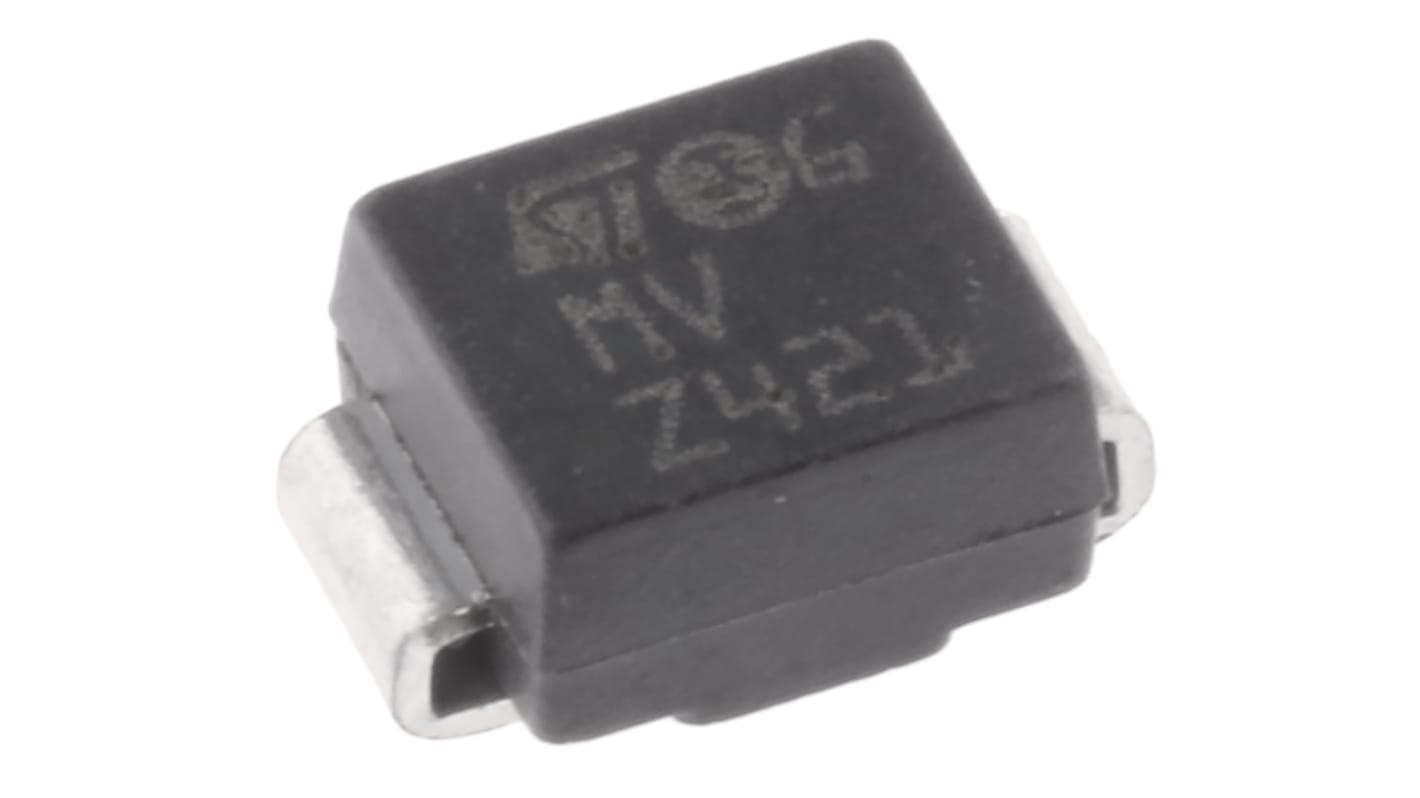 STMicroelectronics, TVS-diode, 600W, Tovejs, 64.3V, 30.8V, 2 ben, DO-214AA (SMB), SM6T36CA