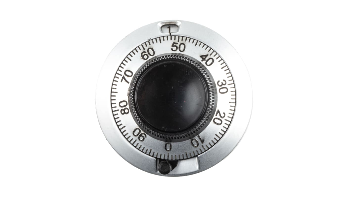 Vishay 46mm Chrome Potentiometer Knob for 6.35mm Shaft Splined, 21PA11B10
