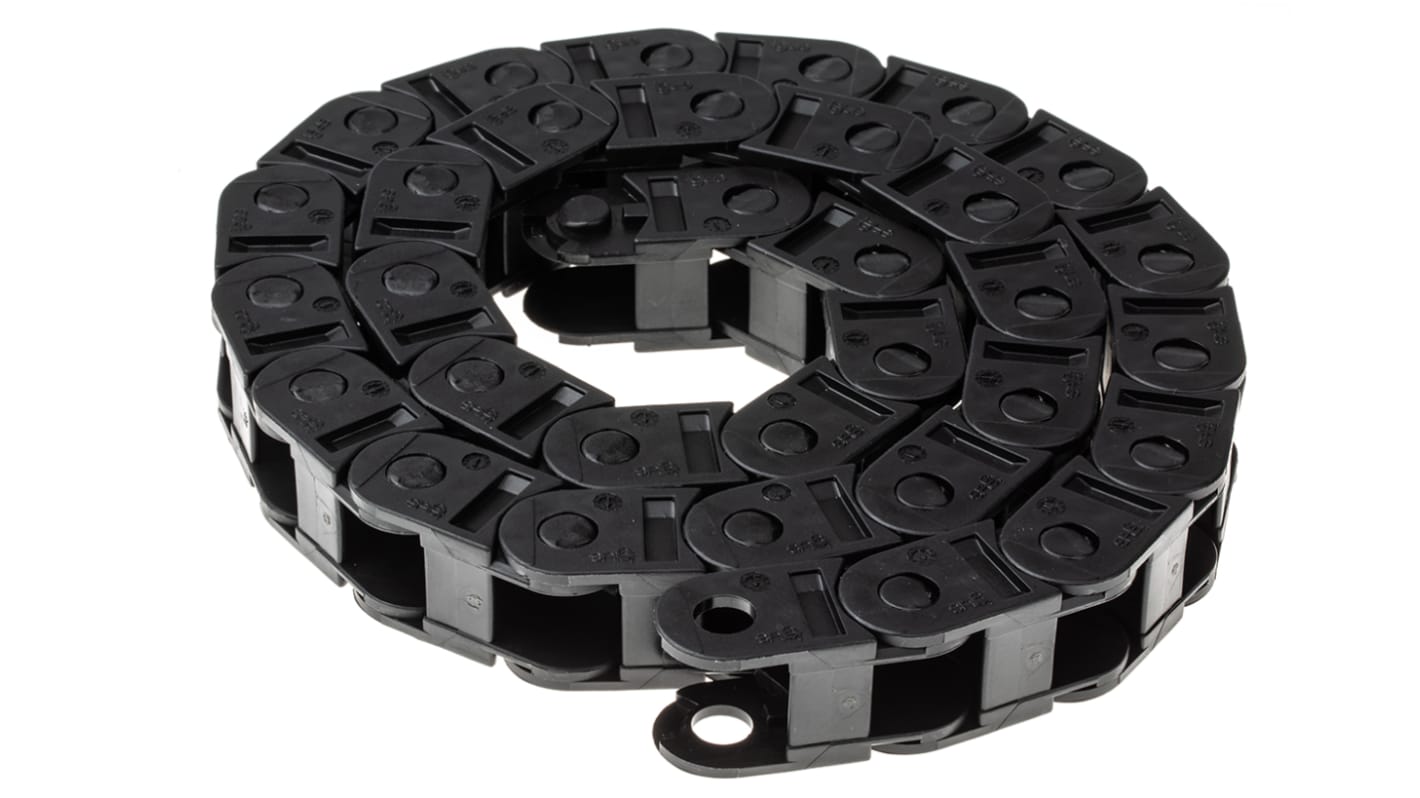Igus 10, e-chain Black Cable Chain - Flexible Slot, W26 mm x D23mm, L1m, 38 mm Min. Bend Radius, Igumid G