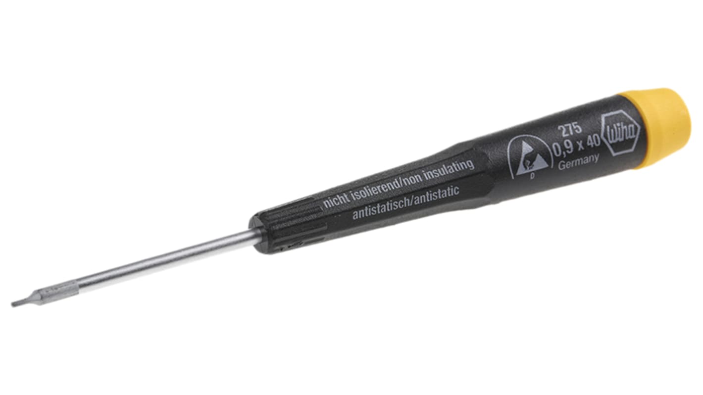 Wiha Tools Hexagon Screwdriver, 0.9 mm Tip, 40 mm Blade, 120 mm Overall