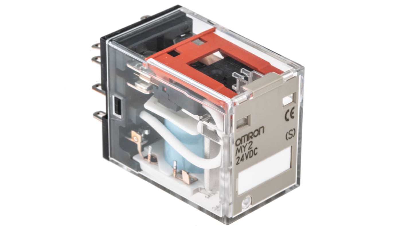 Omron 功率继电器, 24V 直流线圈, 10A切换, DPDT, 2极, 插入式安装, 银触点, MY系列