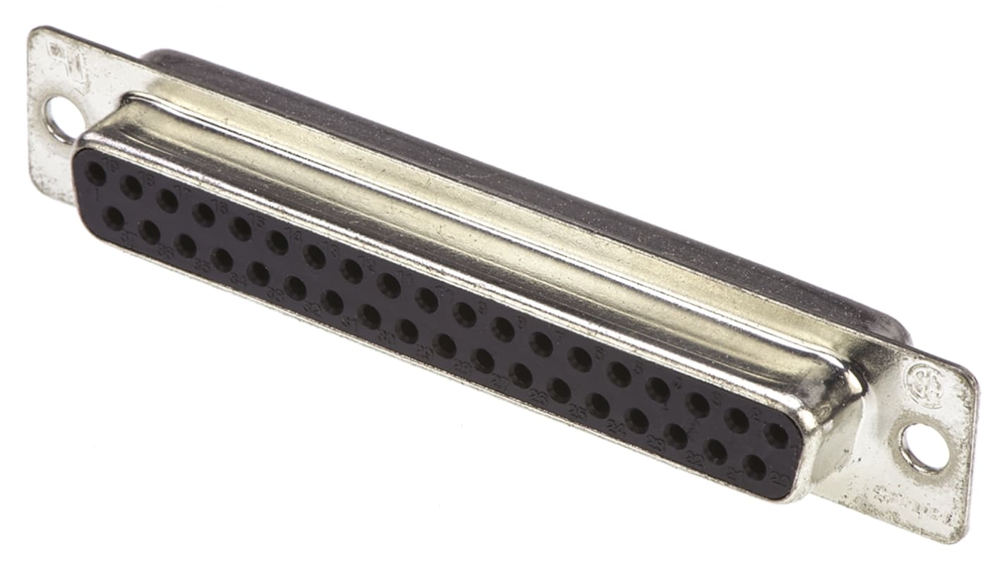 TE Connectivity DB37针标准D-Sub母座, 直向, 面板安装, 焊接端接, 250.0 v, 3A, Amplimite HD-20系列