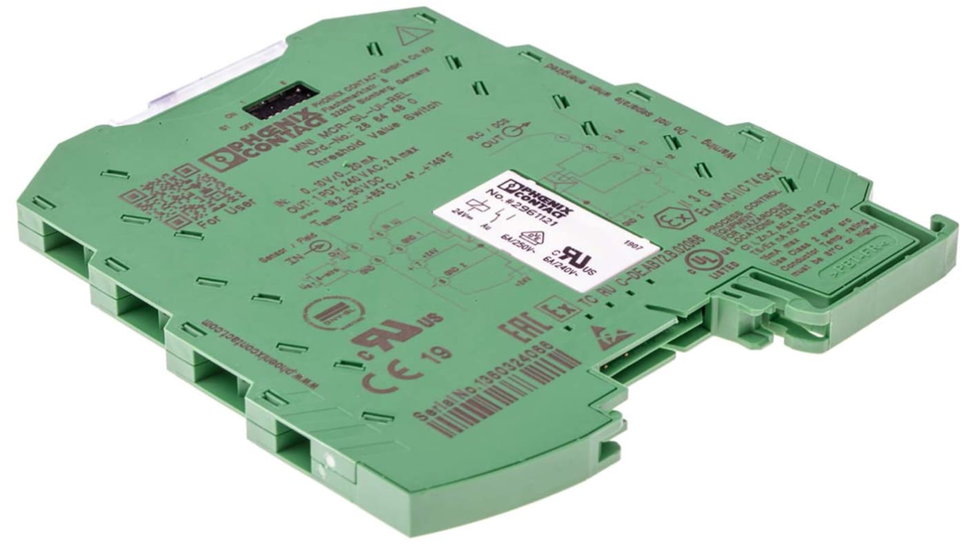 Phoenix Contact MINI MCR Series Signal Conditioner, Current, Voltage Input, Relay Output, 24V dc Supply, ATEX