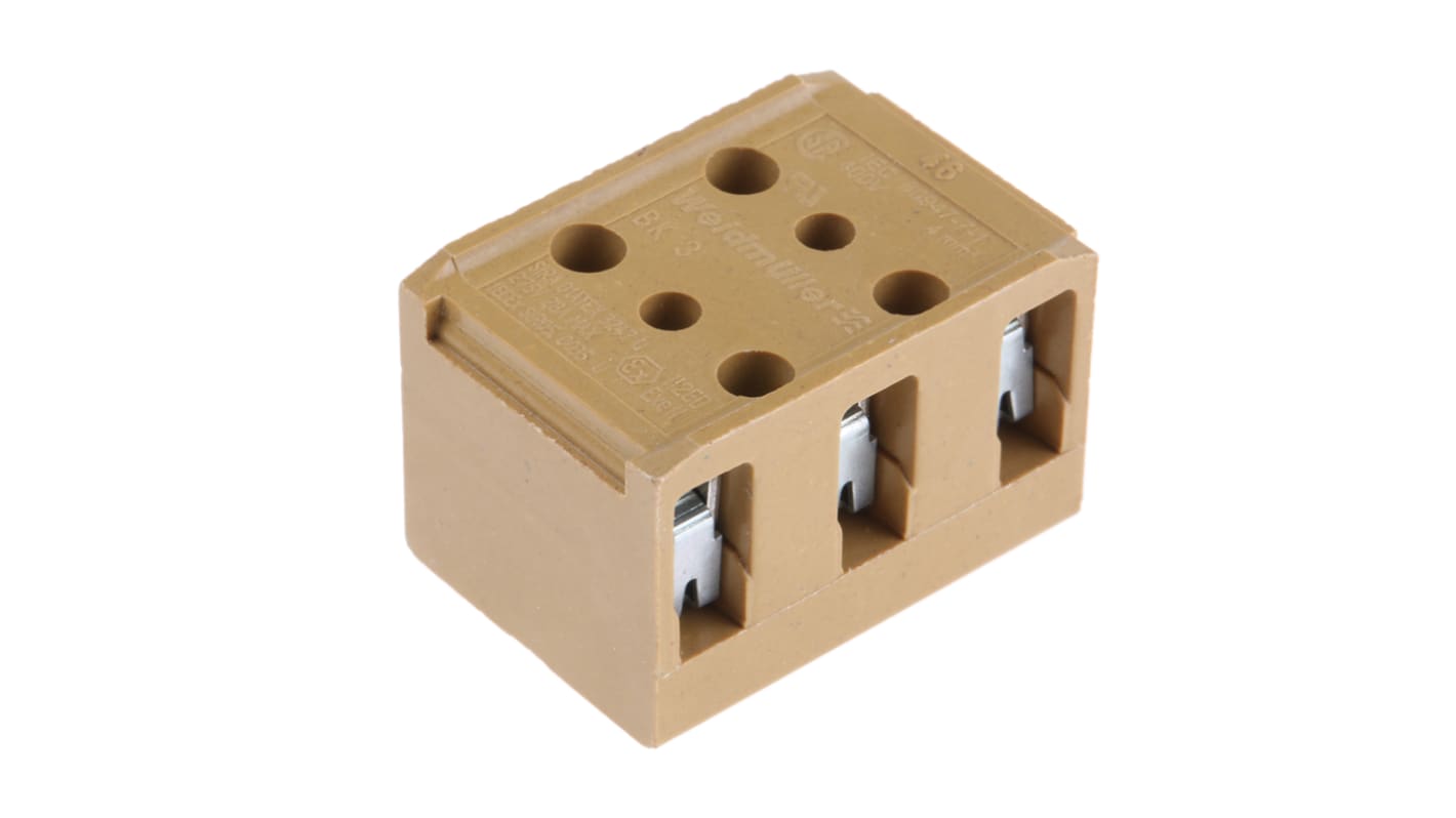 Bornier de raccordement Weidmuller SAK, 3 pôles , A visser, 32A