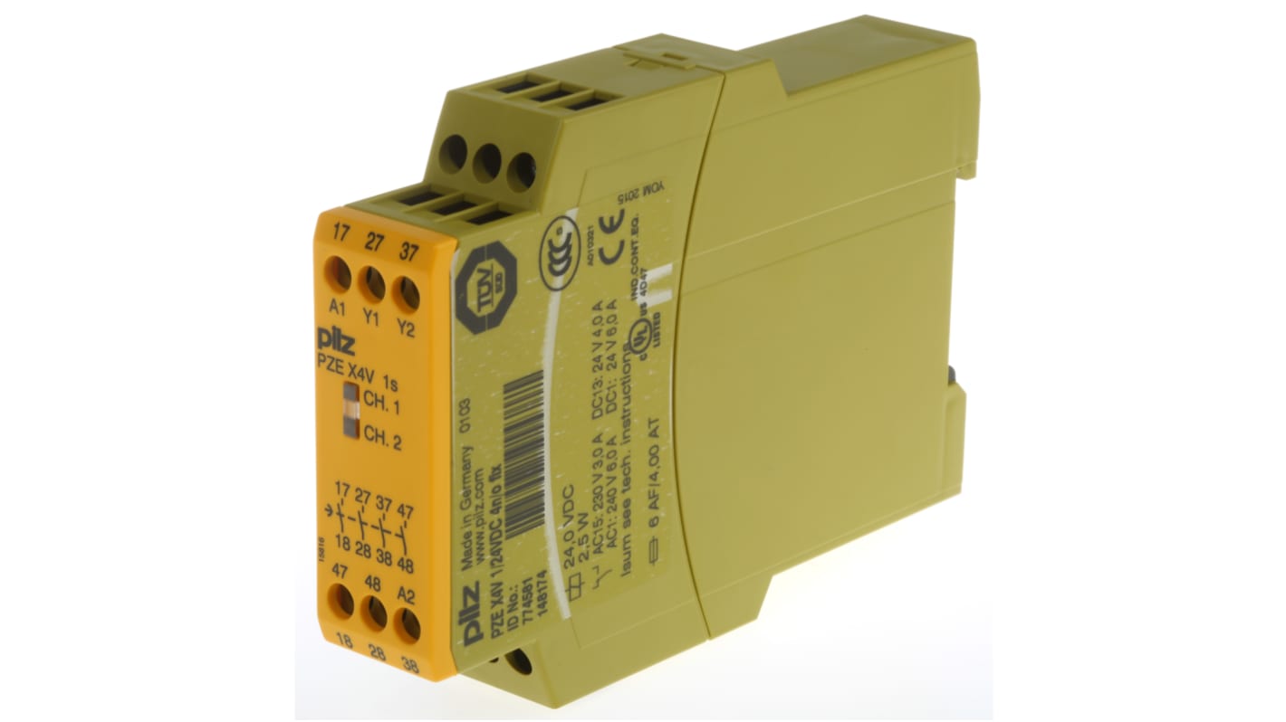 Pilz セーフティリレー, 24V dc, 安全接点:4, 拡張モジュール Pilz セーフティリレー, 24V dc, 安全接点:4, 拡張モジュール