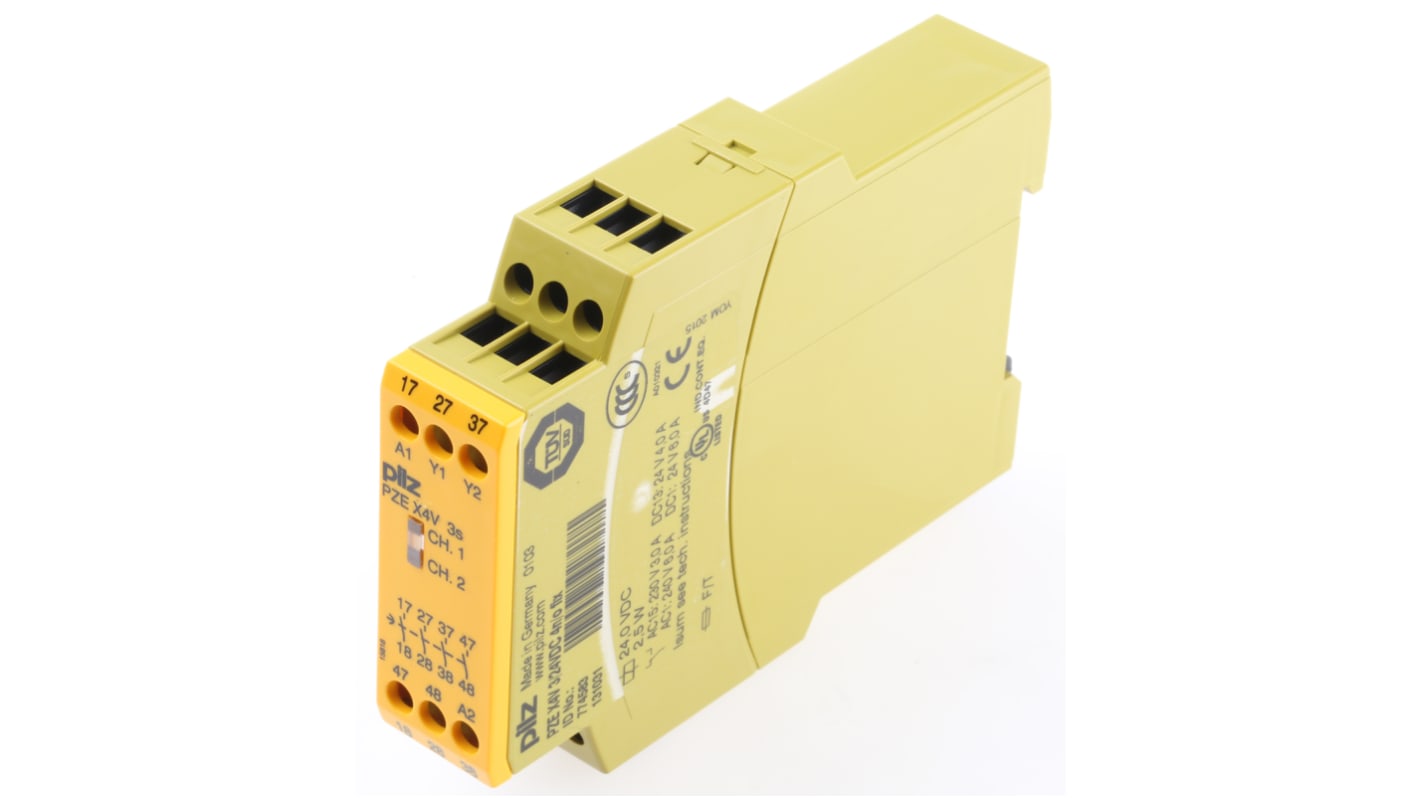 Pilz PNOZ X PZE X4V Safety Relay 24V dc, Single Channel 4 Safety Contacts