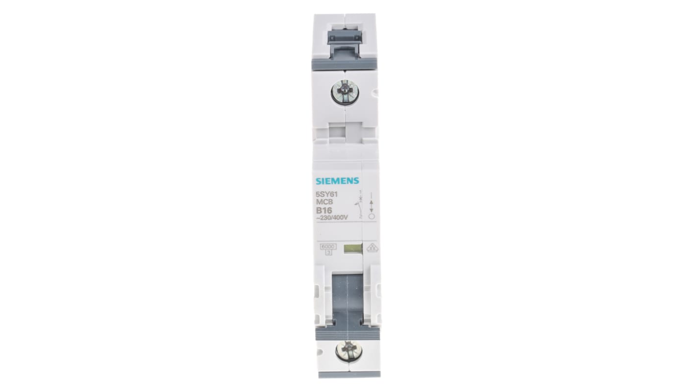 Siemens Sentron 5SY6 MCB, 1P, 16A Curve B, 230V AC, 6 kA Breaking Capacity