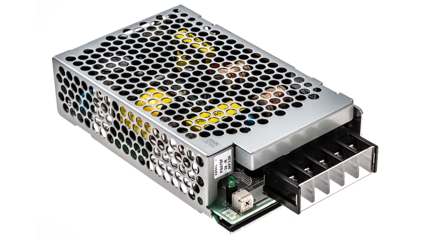 Cosel Switching Power Supply, PBA75F-24-N, 24V dc, 3.2A, 76.8W, 1 Output, 120 → 370 V dc, 85 → 264 V ac