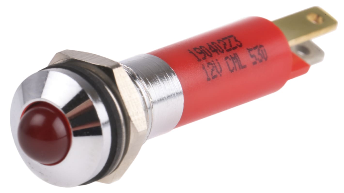 CML Innovative Technologies Red Panel Mount Indicator, 12V, 8mm Mounting Hole Size