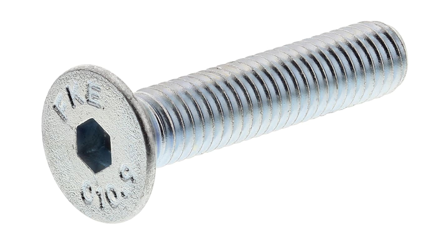 RS PRO M5 x 25mm Hex Socket Countersunk Screw Bright Zinc Plated Steel