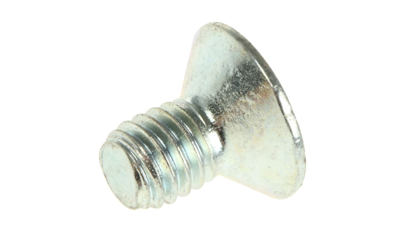 RS PRO M6 x 10mm Hex Socket Countersunk Screw Bright Zinc Plated Steel