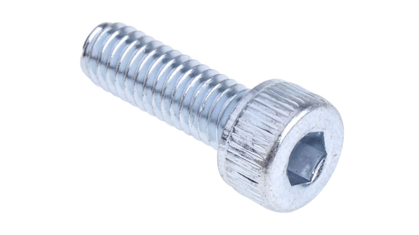 RS PRO Bright Zinc Plated Steel Hex Socket Cap Screw, DIN 912, M4 x 12mm