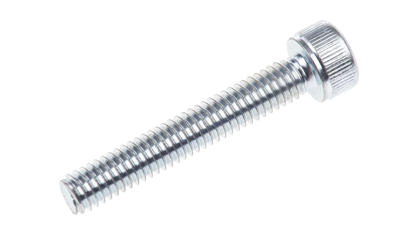 RS PRO Bright Zinc Plated Steel Hex Socket Cap Screw, DIN 912, M4 x 25mm