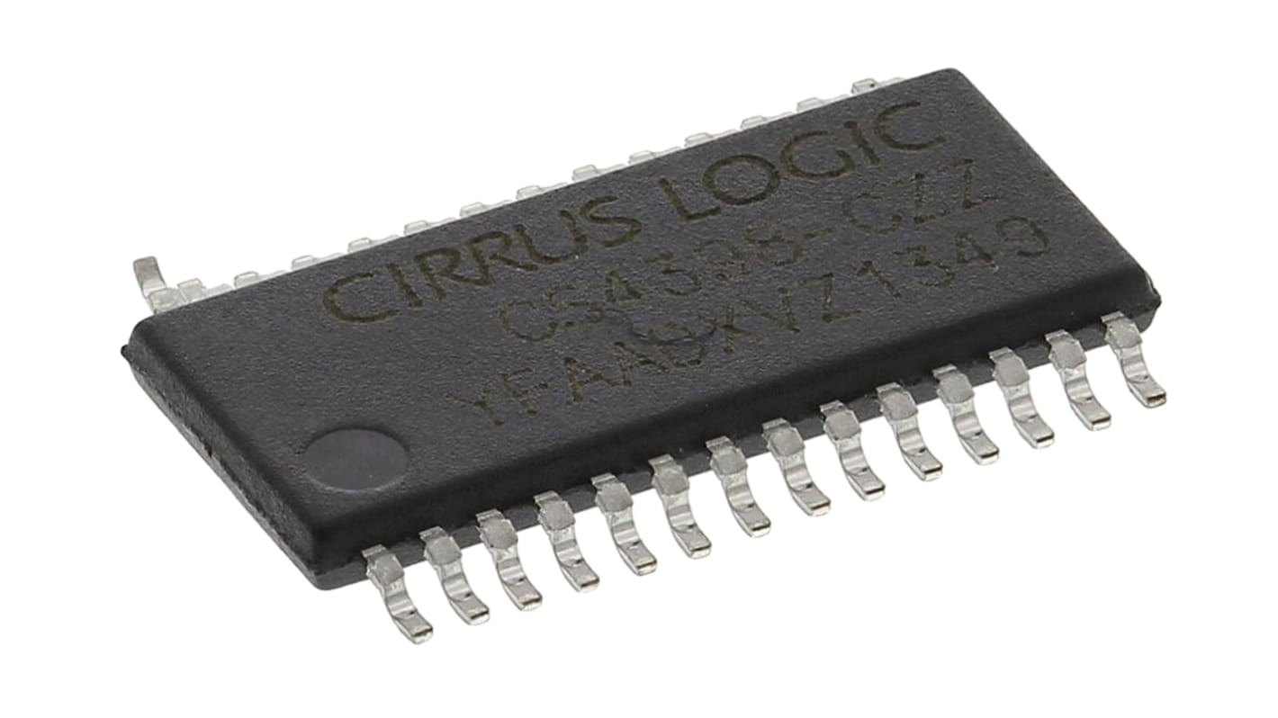 Cirrus Logic, DAC Dual 24 bit-, 216ksps, Serial, 28-Pin TSSOP