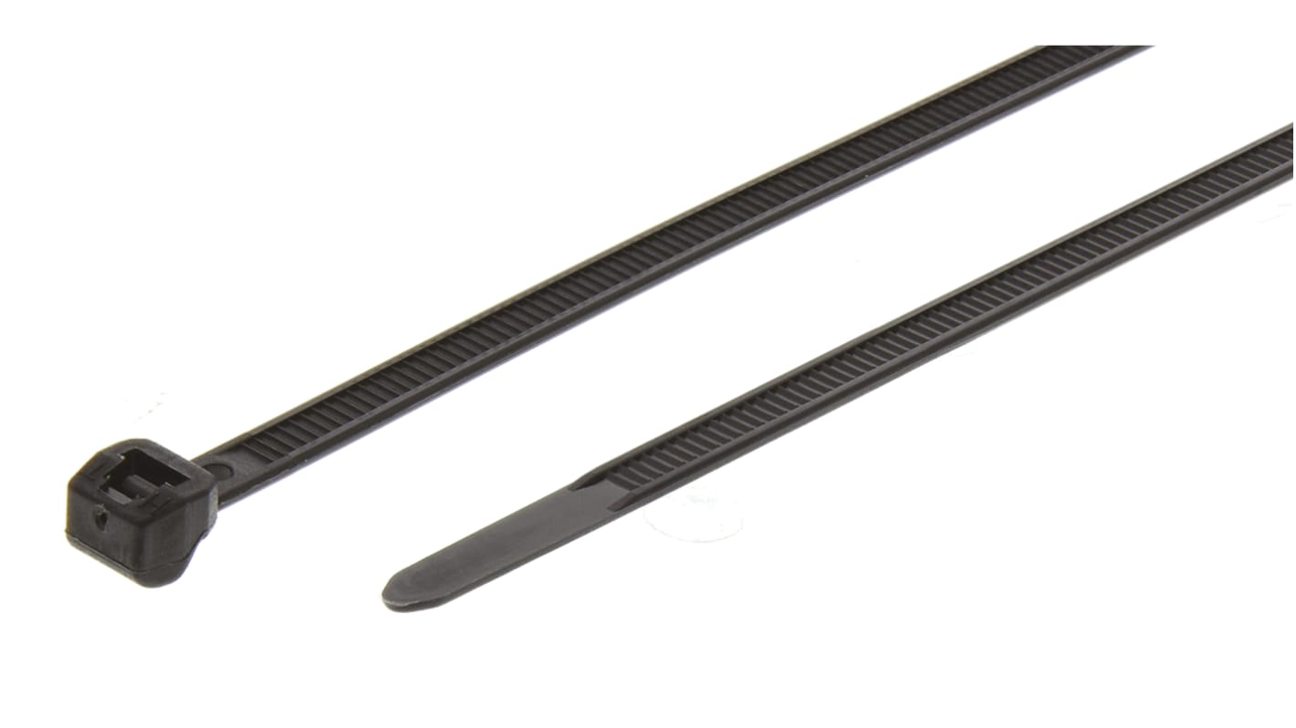 HellermannTyton Black Nylon Cable Tie, 384mm x 4.6 mm, T50LOS-HS