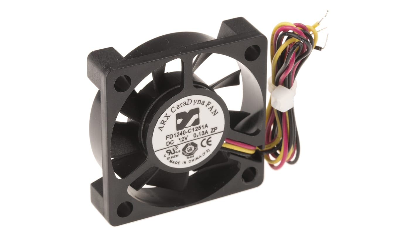 ARX CeraDyna Series Axial Fan, 12 V dc, DC Operation, 8.9m³/h, 1.2W, 120mA Max, 40 x 40 x 10mm