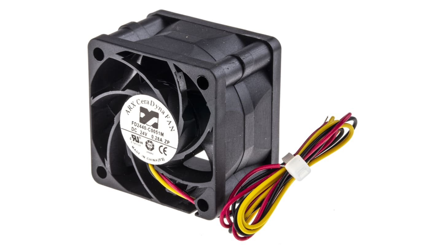 ARX CeraDyna Series Axial Fan, 24 V dc, DC Operation, 28.3m³/h, 5.76W, 240mA Max, 40 x 40 x 28mm