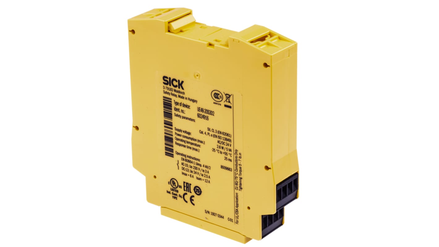 Sick Single/Dual-Channel Light Beam/Curtain Safety Relay, 24V ac/dc, 2 Safety Contacts