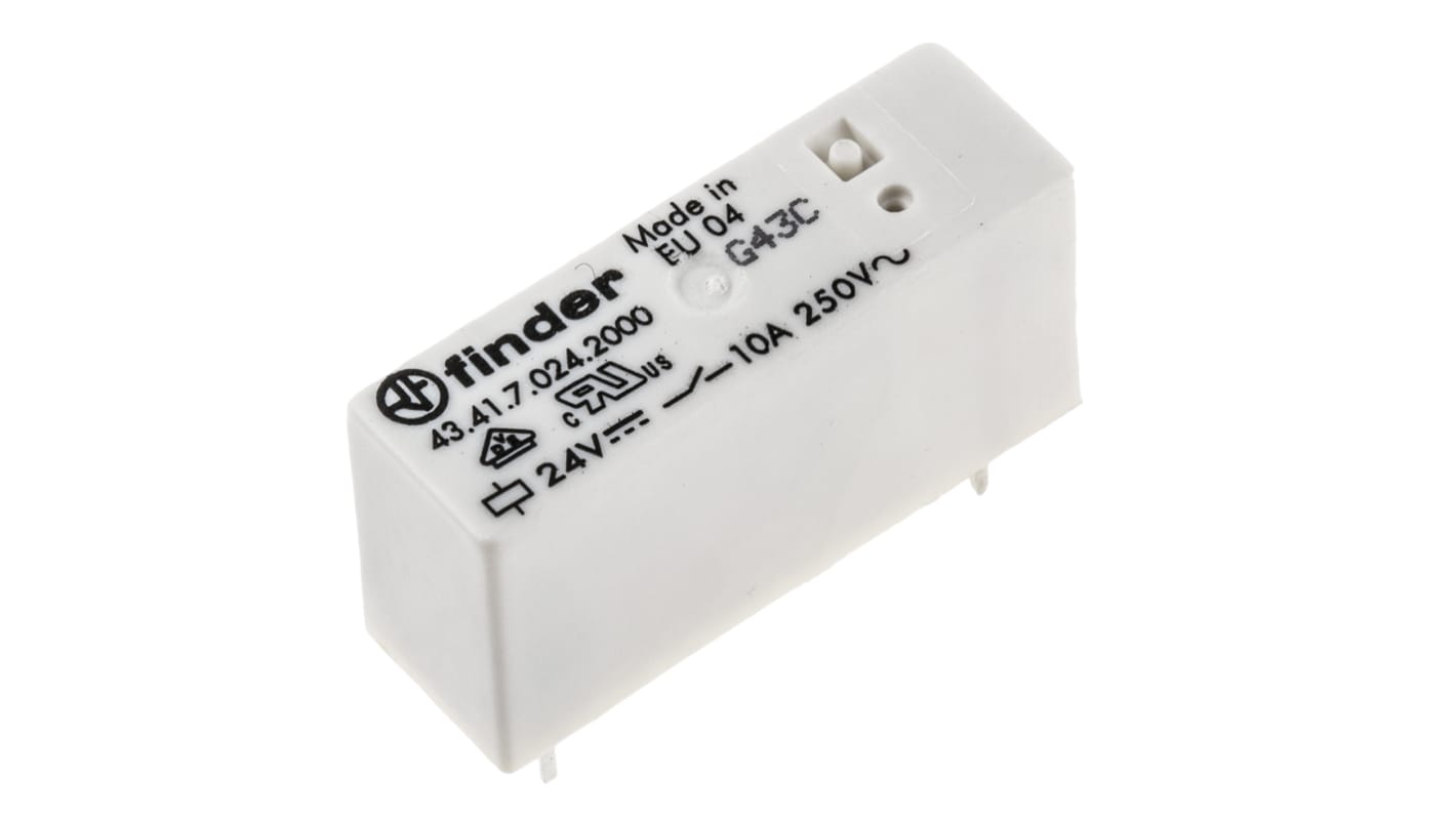 Finder PCB Mount Power Relay, 24V dc Coil, 10A Switching Current, SPDT
