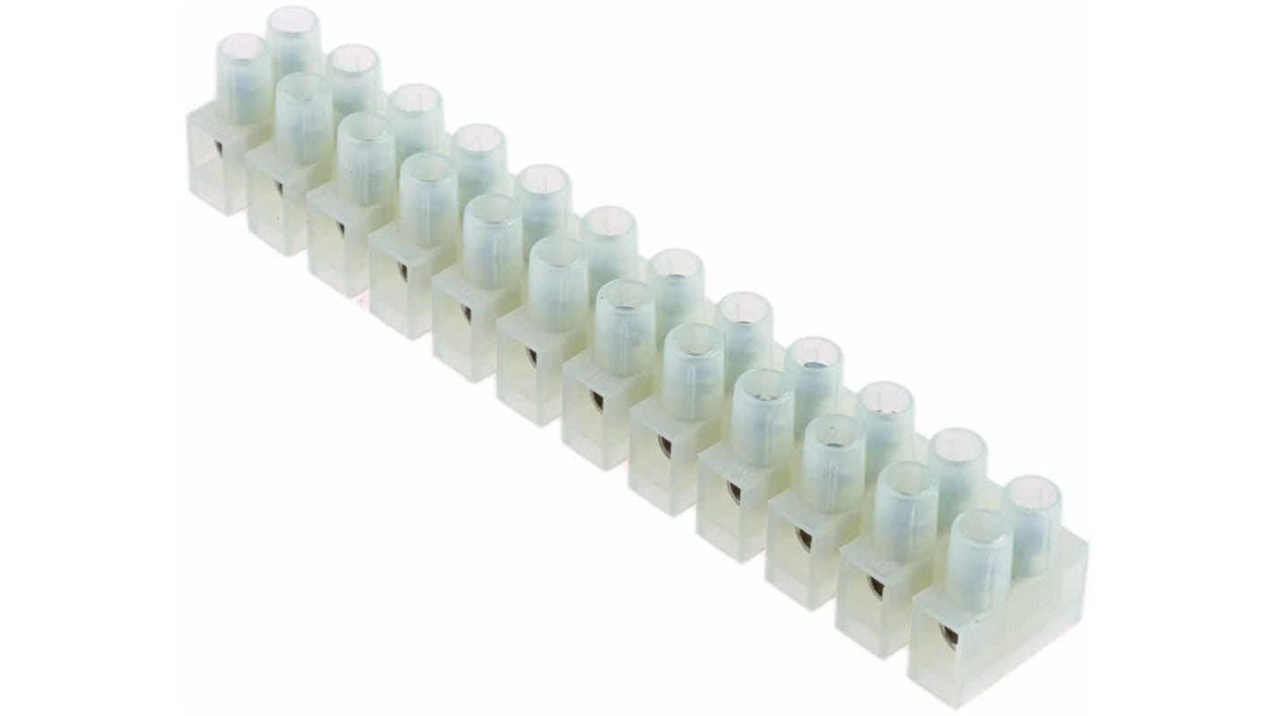 RS PRO Non-Fused Terminal Block, 12-Way, 24A, 2.5 mm² Wire, Screw Down Termination