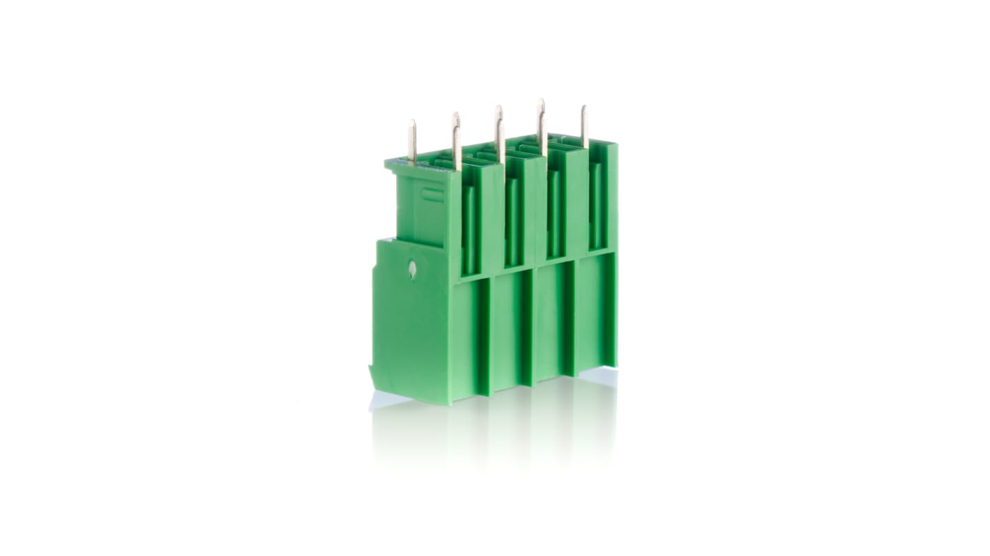 Phoenix Contact, 7.62mm Pitch, PCV 4/ 4-G-7.62, 4 Way, , Pluggable Terminal Block, Header, Through Hole, Solder