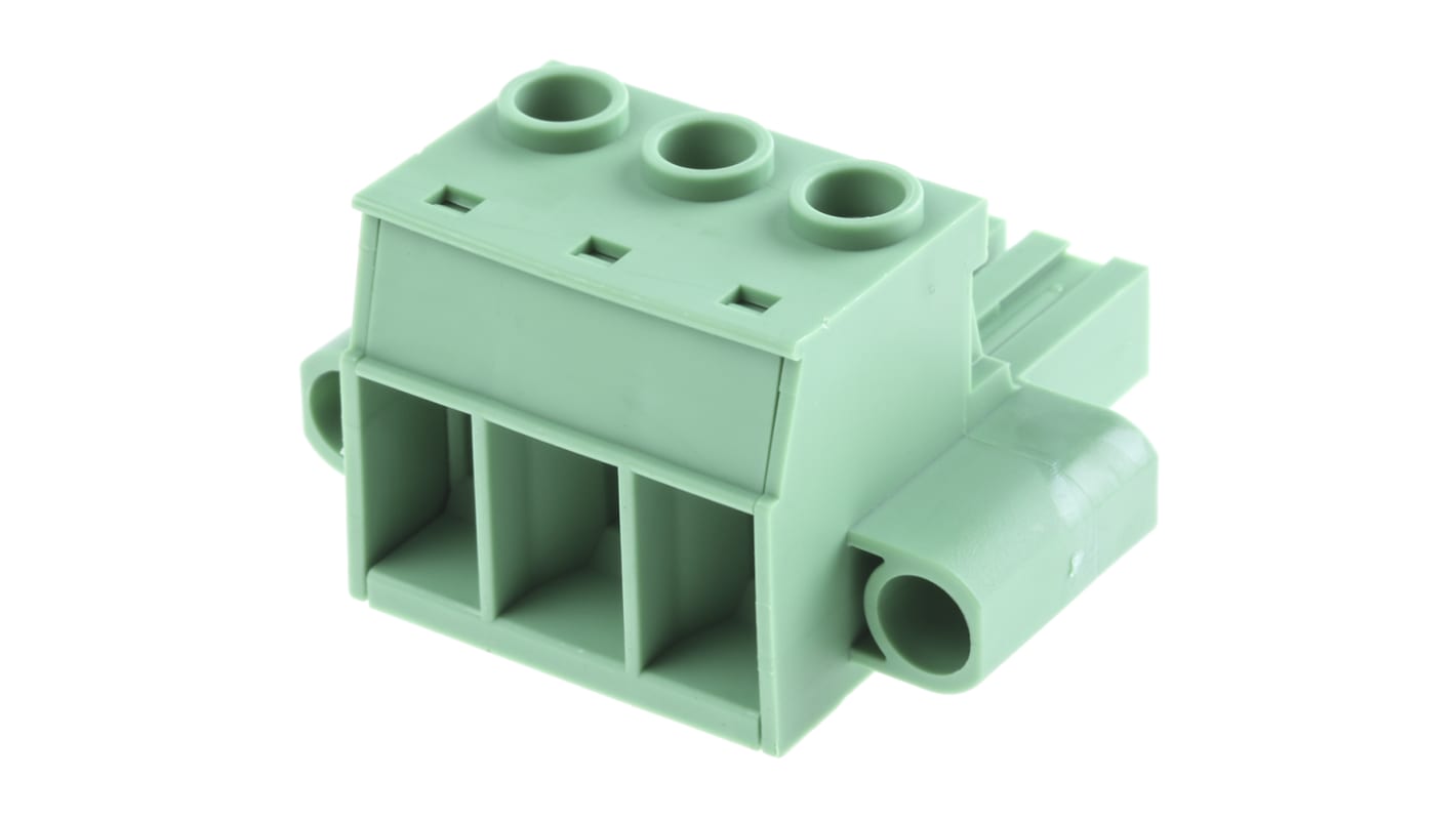 Phoenix Contact, 10.16mm Pitch, PC 16/ 3-STF-10.16, 3 Way, Pluggable Terminal Block, Plug, Panel Mount, Screw Down