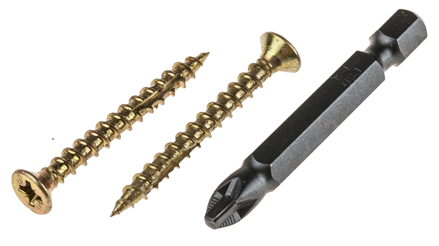 ULTI-MATE Pozisquare Countersunk Steel Wood Screw, Yellow Passivated, Zinc Plated, 4mm Thread, 40mm Length