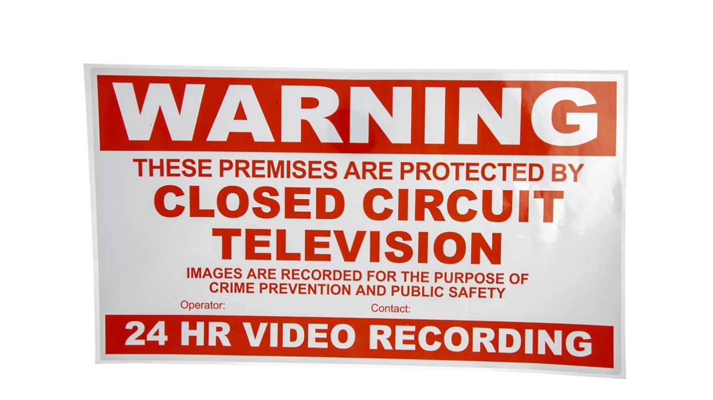 Sure24 Red Vinyl CCTV Sign, Warning Closed Circuit Television, English, CCTV, 297 mm x 210mm