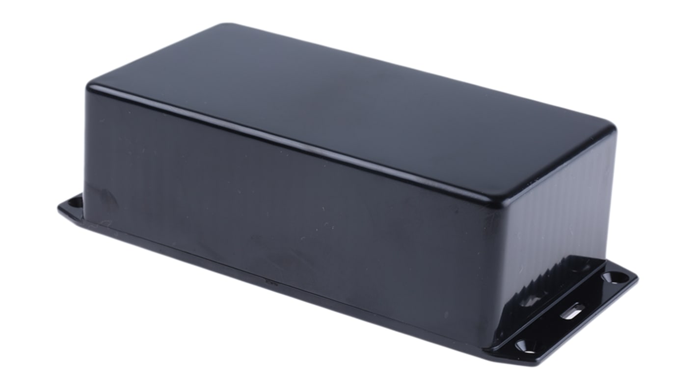 Hammond 1591 Series Black Flame Retardant ABS Enclosure, IP54, Flanged, Black Lid, 150 x 80 x 46mm