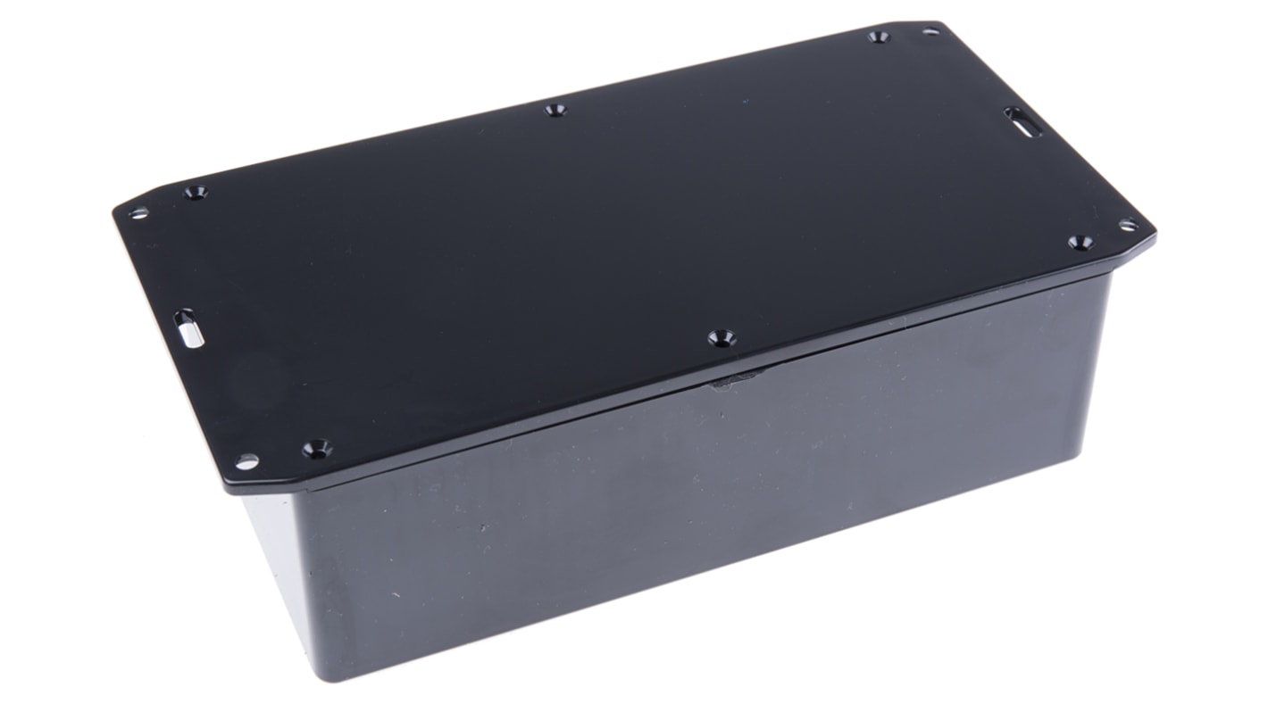 Hammond 1591 Series Black Flame Retardant ABS Enclosure, IP54, Flanged, Black Lid, 191 x 110 x 61mm