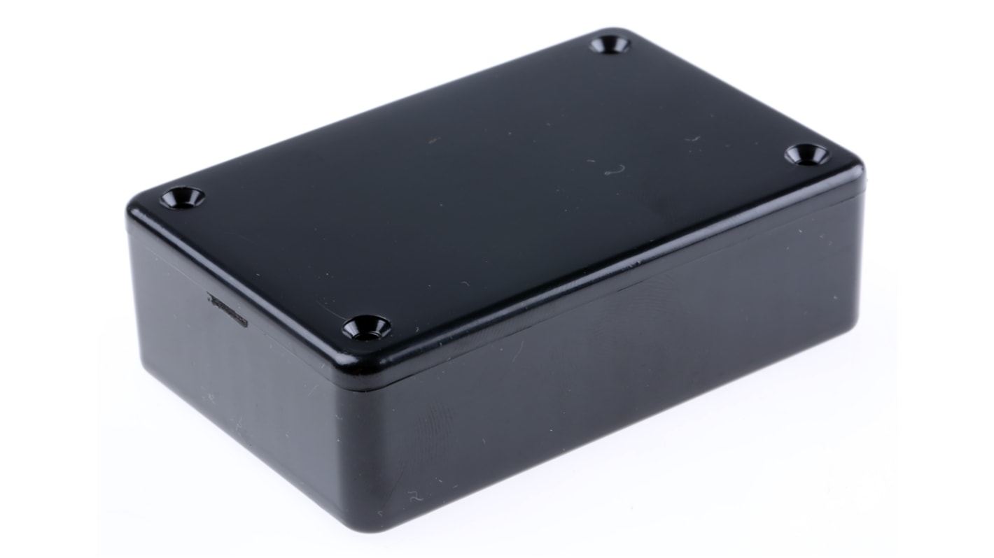 Hammond 1591 Series Black Flame Retardant ABS Enclosure, IP54, Black Lid, 85 x 56 x 25mm