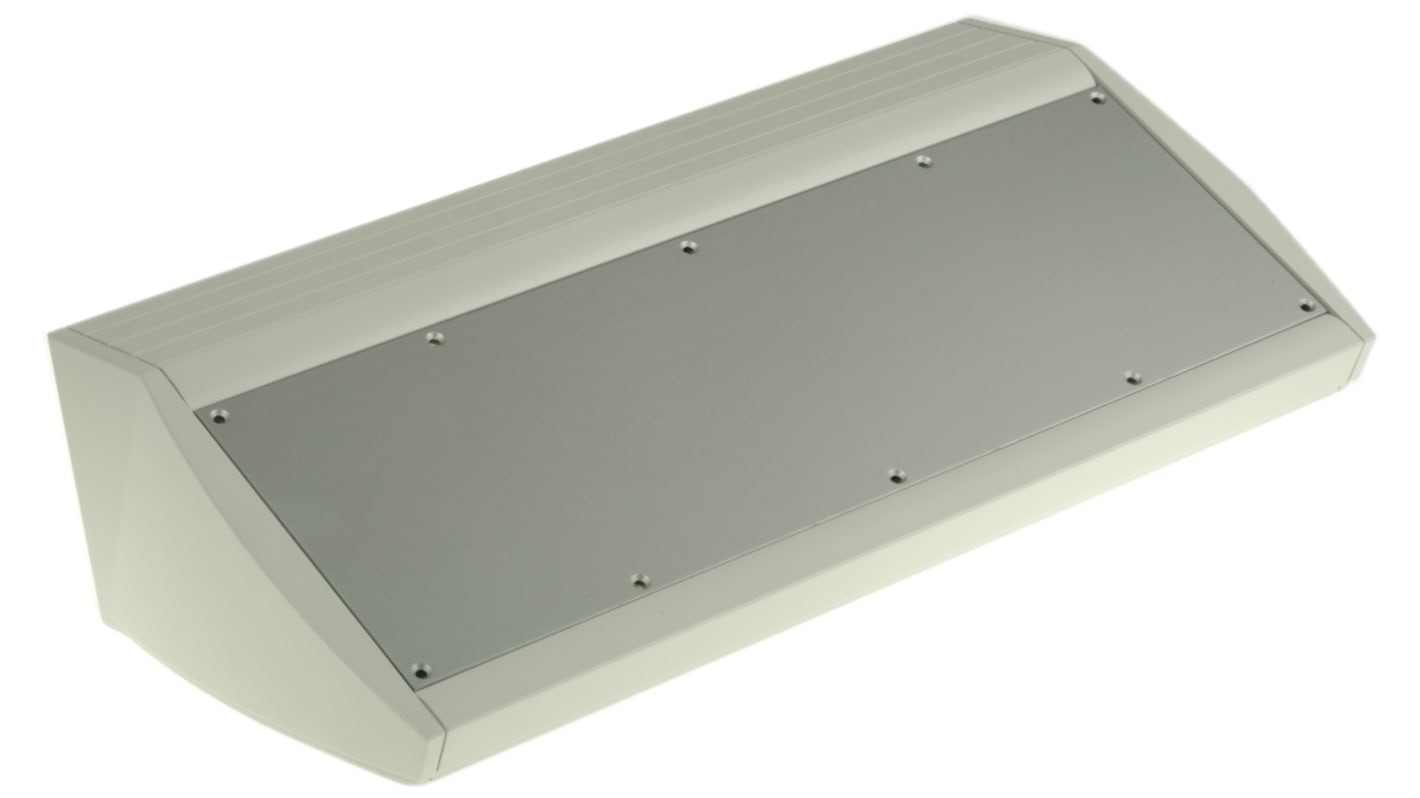 METCASE Unidesk Series Grey Aluminium Desktop Enclosure, Sloped Front, 200 x 400 x 21.6mm