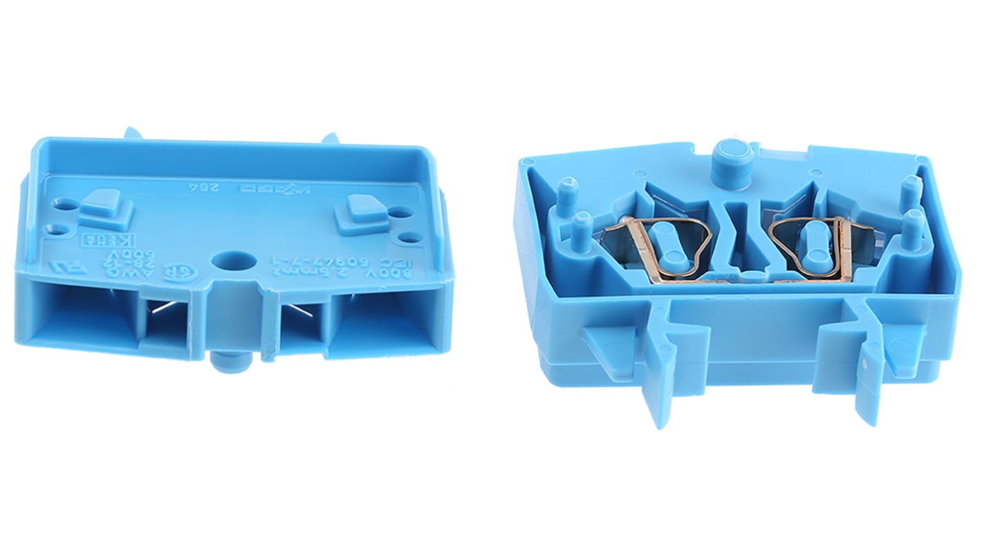 WAGO 264-704 264 Series Blue, 2.5mm², Single-Level, Cage Clamp Termination, ATEX, IECEx