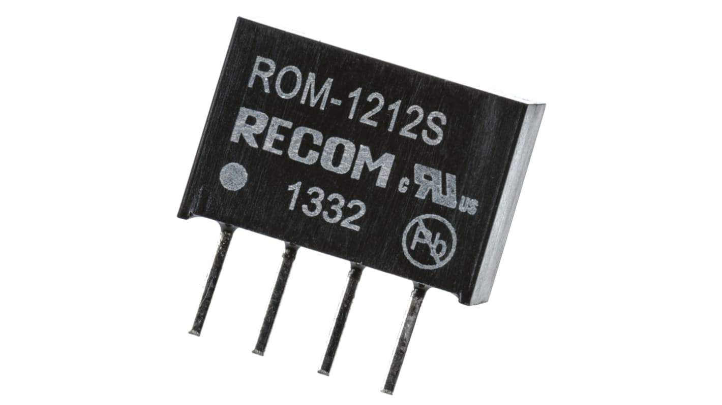 Recom ROM DC/DC-Wandler 1W 12 V dc IN, 12V dc OUT / 83mA Durchsteckmontage 3kV dc isoliert